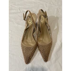 Sam Edelman Womens Size 5.5 Bianka Slingback Mesh Pointed Toe Nude Pump